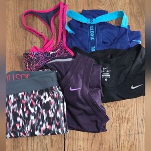 Nike Women's Athletic Tops & Legging Bundle - Black, Purple, Blue, Pink